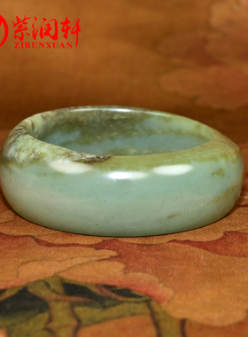 和田玉籽料糖沙枣青手镯宽版随形