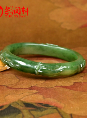 和田玉碧玉籽料手镯苏工祝福竹节