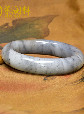 和田玉白玉水墨青花籽料红皮手镯