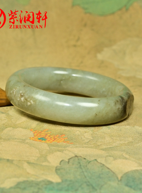 和田玉糖青白籽料手镯聚秋梨皮镯