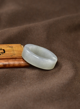 和田玉籽料戒指白玉青花素面指环