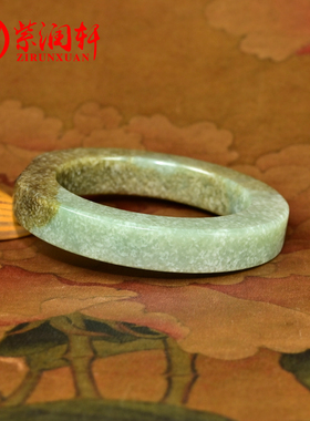 和田玉糖青玉玉籽料手镯黑皮方条