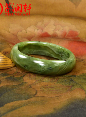 和田玉糖翠青手镯且末料糖飘翠