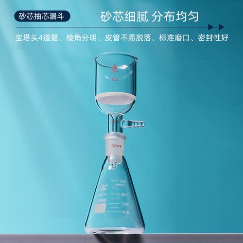 三爱思 具砂芯抽滤漏斗 垂熔过滤布氏磨口布什砂芯抽滤漏斗高硼硅 - 图1