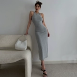 Качественное сексуальное платье без рукавов, юбка, длина миди