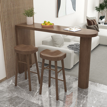 Nordic full solid wood bar table and chairs combined modern home living room partition leaning against wall balcony floating window narrow strip table