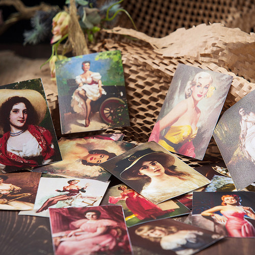 junk journal复古手帐素材包 vintage复古女郎素材纸做旧书页画报 - 图3