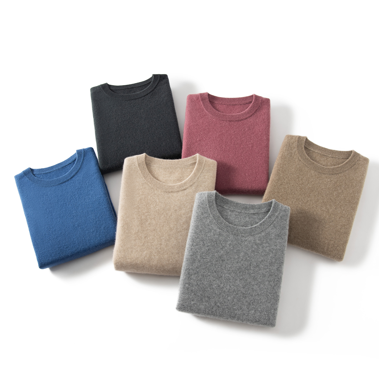 秋冬新款圆领100%纯山羊绒衫男士商务休闲宽松保暖针织打底毛衣 - 图2