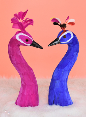 仿真模型桌面婚庆道具摄影孔雀