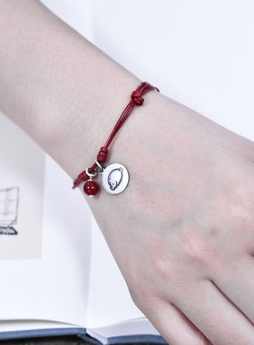 红绳手链女足银生肖款简约腊绳