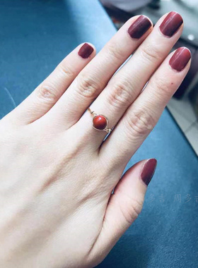 天然手工南红玛瑙戒指女