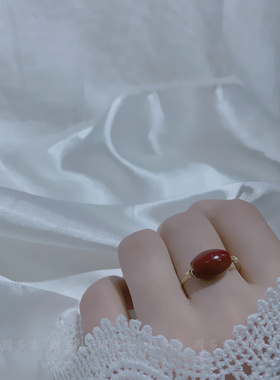 天然紫金朱砂14K包金戒指