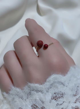 天然紫金朱砂14K包金开口戒指