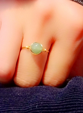 戒指珠子细款包金绕线轻奢原创