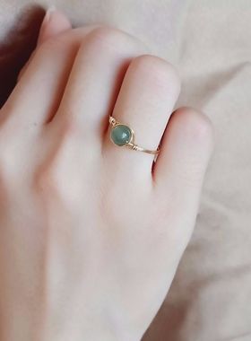 缅甸翡翠戒指晴水种女14k包金