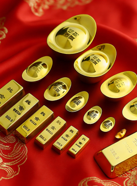 仿真假金条元宝实心纯铜黄铜金条金砖块工位镇纸招财装饰道具摆件