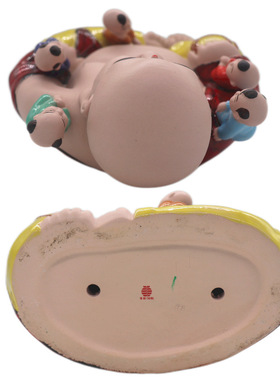 粉红多子佛佛山石湾陶瓷公仔人物雕塑摆件园林设计书房装饰新中式