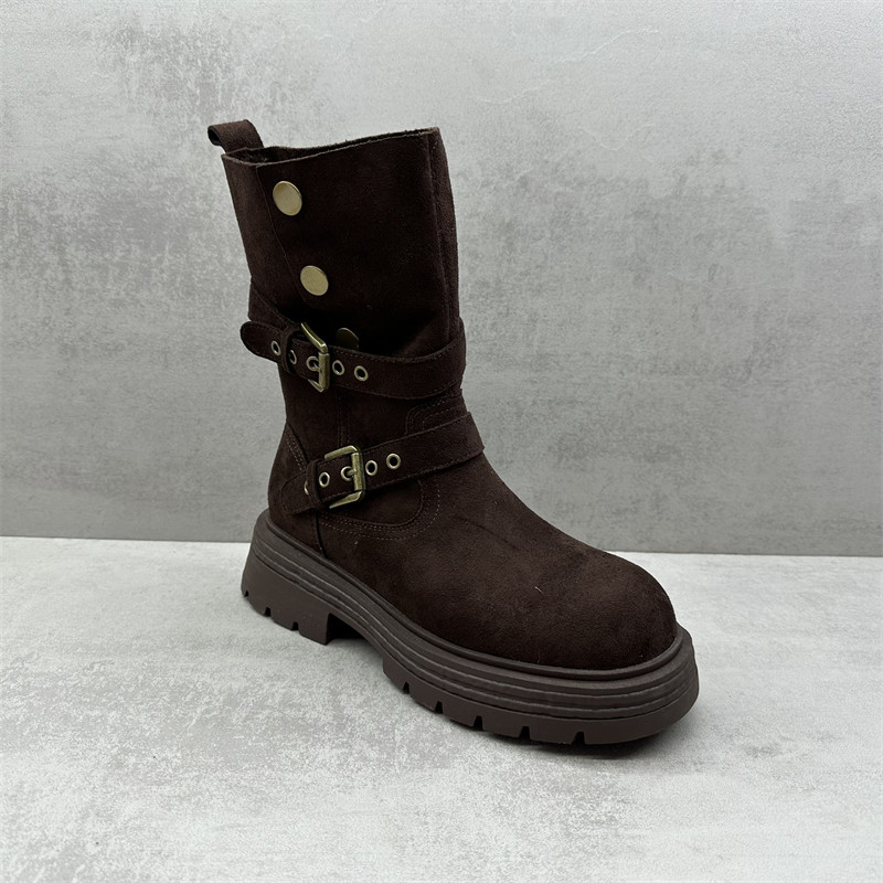 断码处理2025冬季新款女靴英伦风圆头厚底中筒加绒骑士靴舒适棉靴,淘宝优惠券,粉丝福利购,淘宝优惠卷