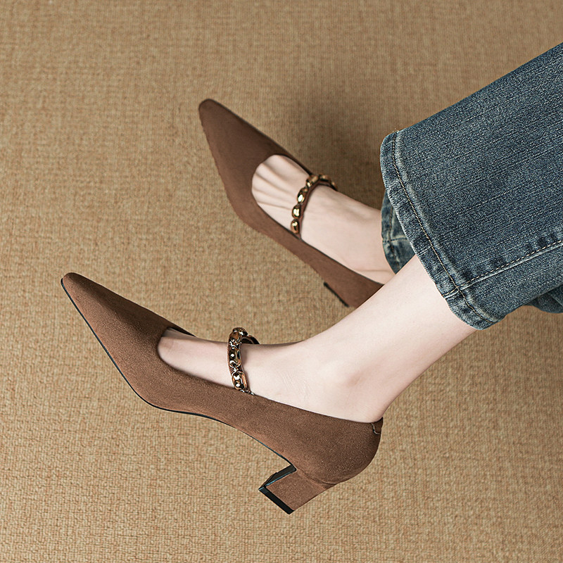 羊皮版巨好看不累脚法式高跟鞋2025秋款新款尖头高级感浅口单鞋女,淘宝优惠券,粉丝福利购,淘宝优惠卷