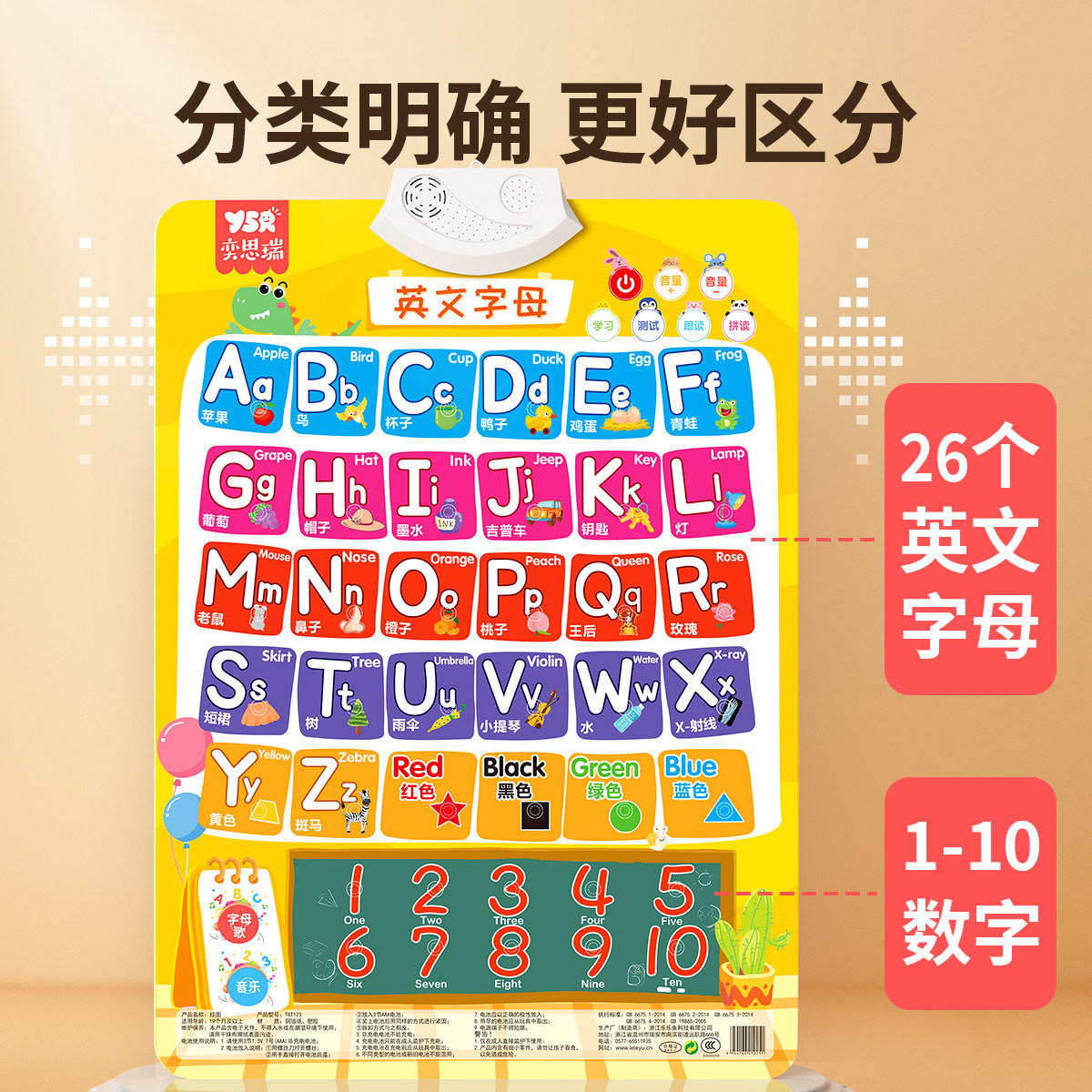 26个英语字母表墙贴英文音标发音学习神器儿童幼儿有声早教挂图,淘宝优惠券,粉丝福利购,淘宝优惠卷