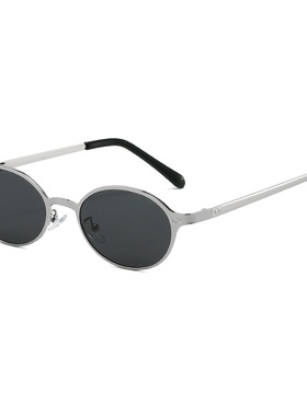 2025新款港式老钱风墨镜女感时尚复古椭圆金属框眼镜太阳镜男