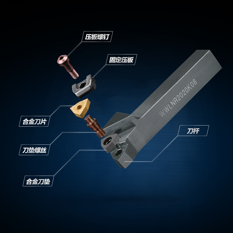 数控外圆车刀杆大压板粗车刀排95度桃形机夹端面精车WWLNR2020K08-图1