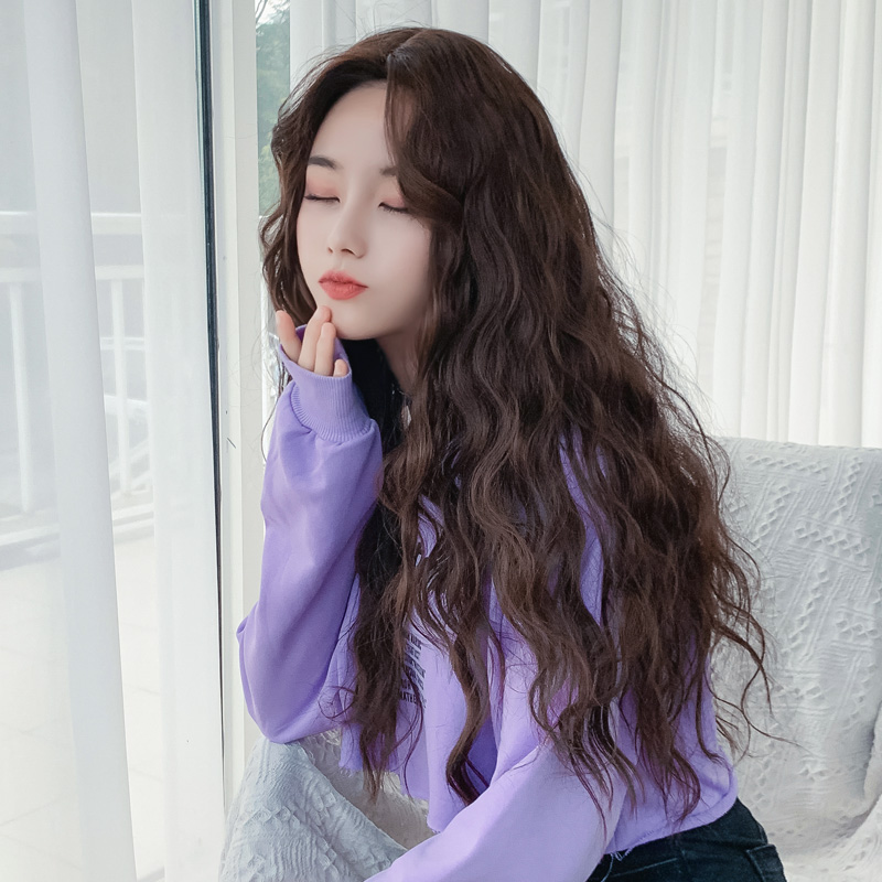 七街皇后假发旗舰店七街皇后假发女长卷发网红羊毛卷中分玉米烫全头套式自然蓬松长发1