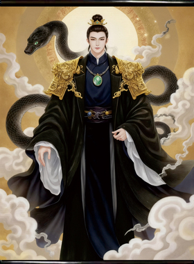 定制新款油画布蟒神像蟒家蟒天霸真身像挂画东北出马堂口挂画