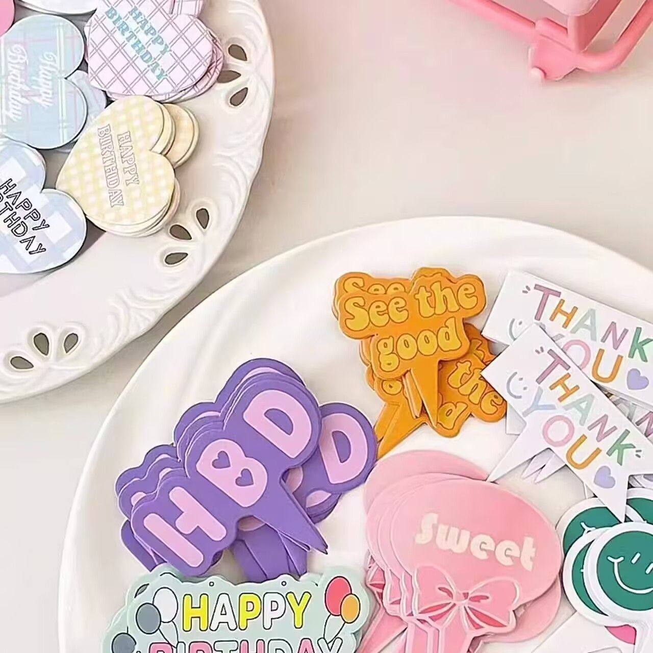 爱心格子花纹彩色小旗子韩系ins风蛋糕装饰插件生日快乐甜品插牌,淘宝优惠券,粉丝福利购,淘宝优惠卷