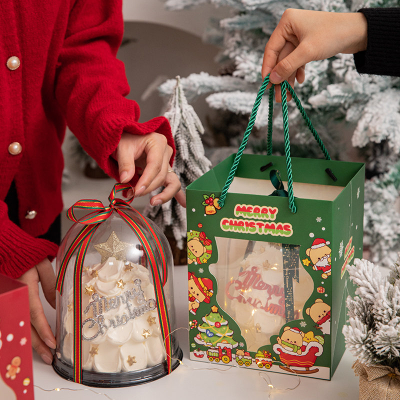 圣诞节蛋糕装饰4寸透明半圆蛋糕盒包装盒西点慕斯盒甜品台打包盒,淘宝优惠券,粉丝福利购,淘宝优惠卷