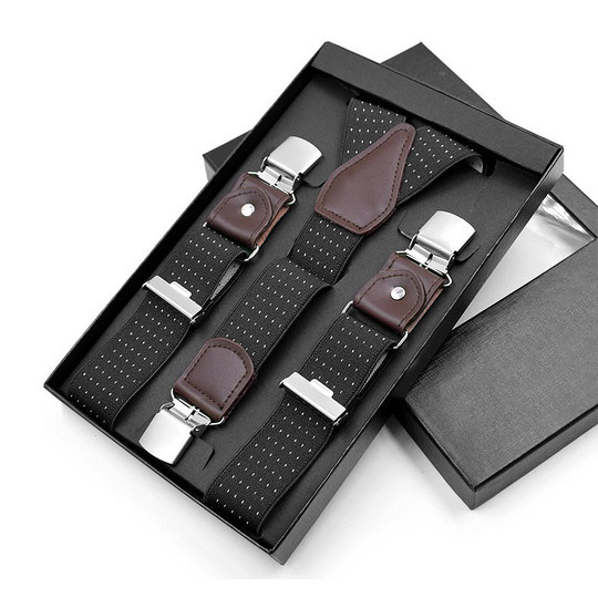 背带男式夹吊带英伦绅士西裤吊裤带男士松紧背带夹胖人防滑裤背带