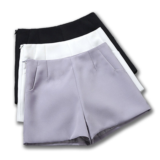 短裤女2025新款高腰外穿夏宽松显瘦休闲雪纺a字阔腿黑色西装短裤