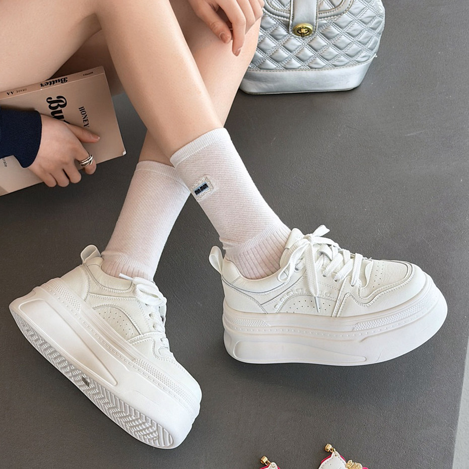 真皮松糕厚底7cm增高小白鞋女休闲板鞋2026春季新款轻便四季单鞋,淘宝优惠券,粉丝福利购,淘宝优惠卷