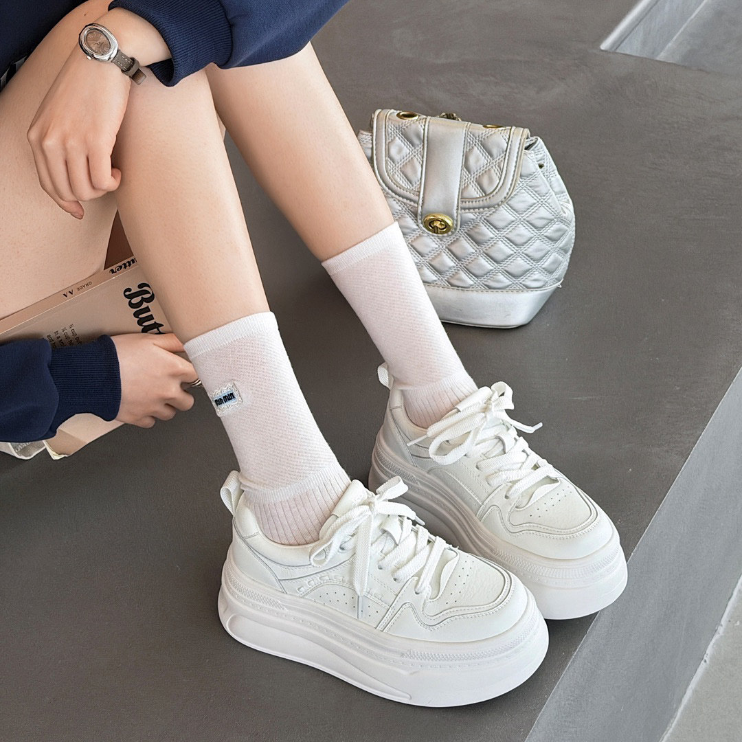 真皮松糕厚底7cm增高小白鞋女休闲板鞋2026春季新款轻便四季单鞋,淘宝优惠券,粉丝福利购,淘宝优惠卷