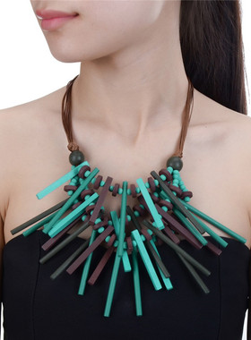 波希米亚手工木质夸张欧美项链