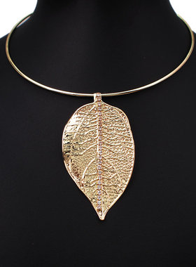 树叶颈圈时尚夸张镶钻脖子项链