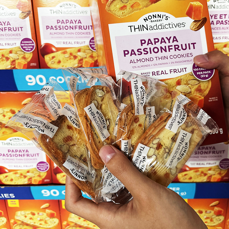 加拿大THIN ADDICTIVES薄上影杏仁蔓越莓坚果百香果木瓜饼干690g - 图2