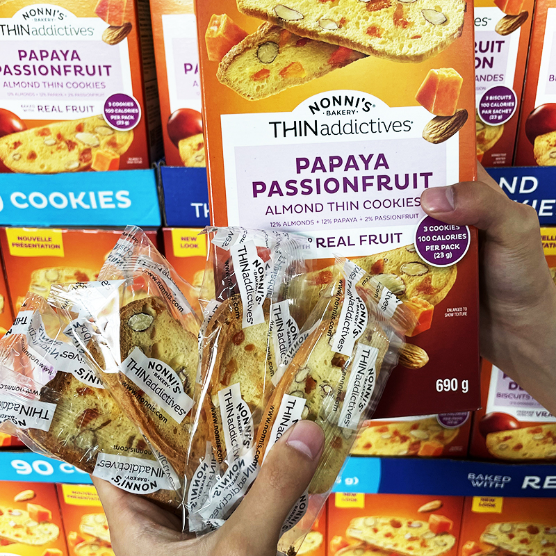 加拿大THIN ADDICTIVES薄上影杏仁蔓越莓坚果百香果木瓜饼干690g - 图0
