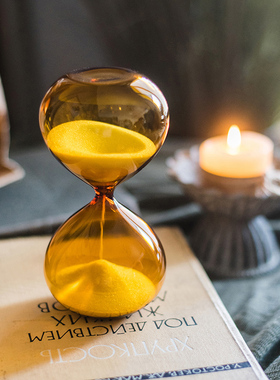 掬涵焦茶玻璃沙漏桌面装饰摆件计时器北欧杂货美式乡村礼物