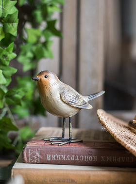 手工鸟树脂小鸟四件装饰摆件桌面玄关书房摆设挂饰拍摄道具