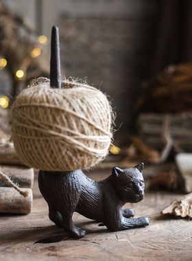 铸铁麻绳猫咪小鸟缝纫机架装饰摆件复古杂货花园庭院阳台摆件