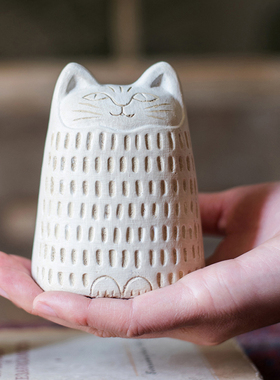 现代艺术二次元装饰卡通猫咪摆件黑猫白猫杂货花园招财礼物