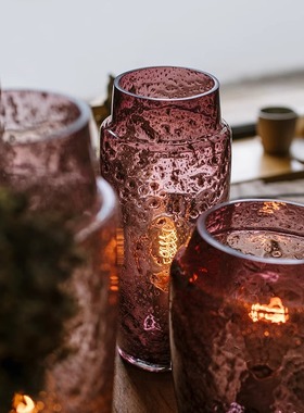 创意夹沙紫晶玻璃灯罩发光火焰质感调光台灯手工艺术装饰摆件