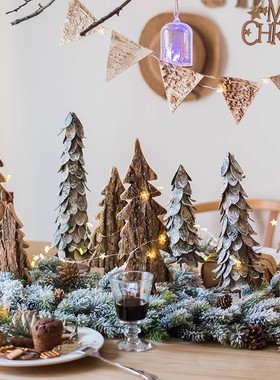 原木圣诞树摆件森系森林风格橱窗咖啡馆童话装饰主题陈列道具