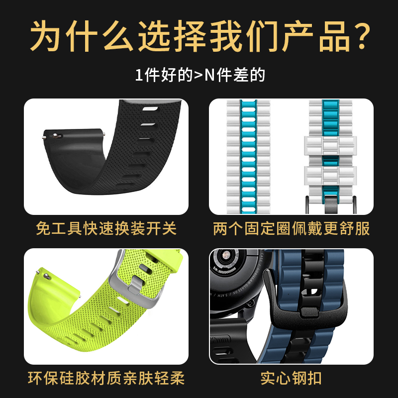 Garmin佳明158/165/255/265/265s/955/965/venu3官方同款硅胶表带 - 图0