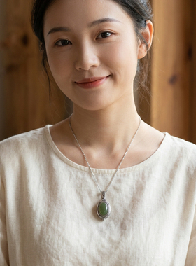 浅语纯银镶嵌噶乌盒护身符吊坠