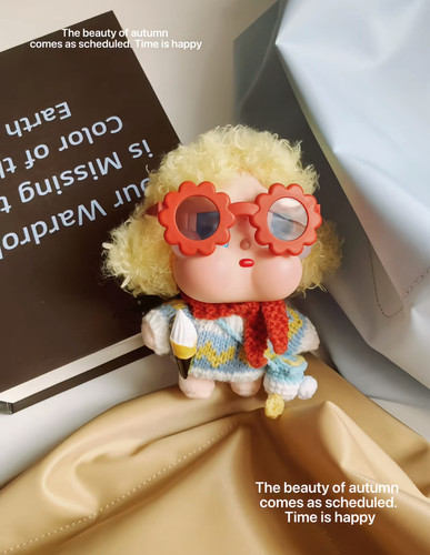 Crybaby娃衣毛衣黄色系穿搭搪胶公仔挂件手工娃衣哭娃针织包包 - 图2