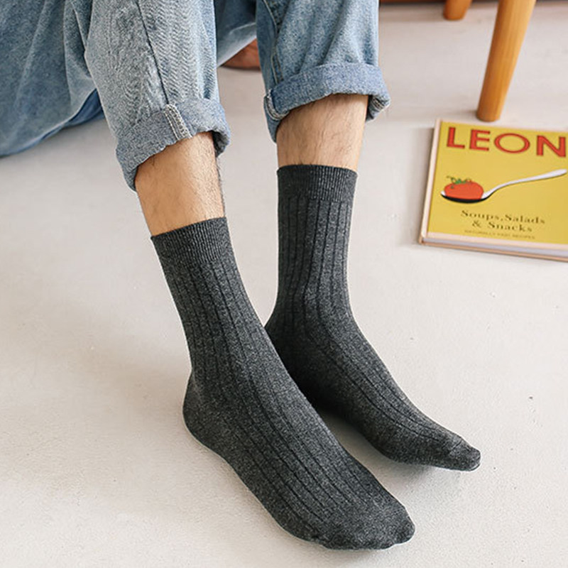 俞兆林五双男士纯色棉质吸汗长袜 俞兆林兰芷短袜/打底袜/丝袜/美腿袜