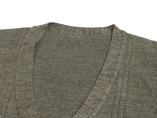 秋冬薄款长袖针织衫老年春秋薄款毛织外套V领开衫爸爸装无领毛衫 - 图0