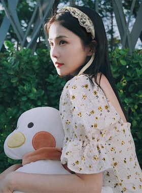适用古超仙温柔蕾丝发带绑头发z女发圈头饰2023新款森系飘带发箍